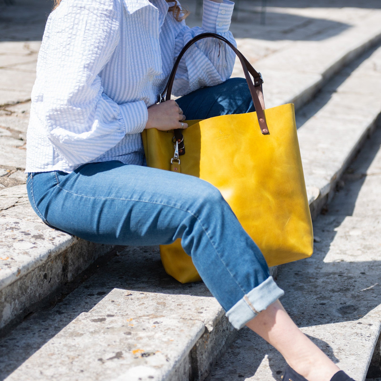 Product image for Herring Vixen Tote Bag in yellow waxy calf