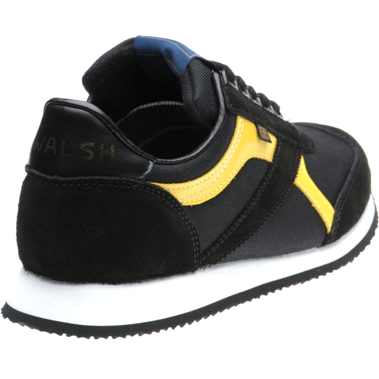 Product image for Herring Voyager Trainer mens rubber-soled trainers in black mesh and black suede and yellow calf