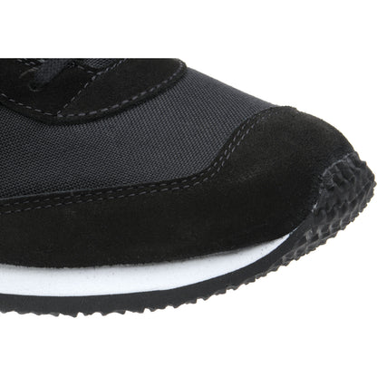 Product image for Herring Voyager Trainer mens rubber-soled trainers in black mesh and black suede and yellow calf