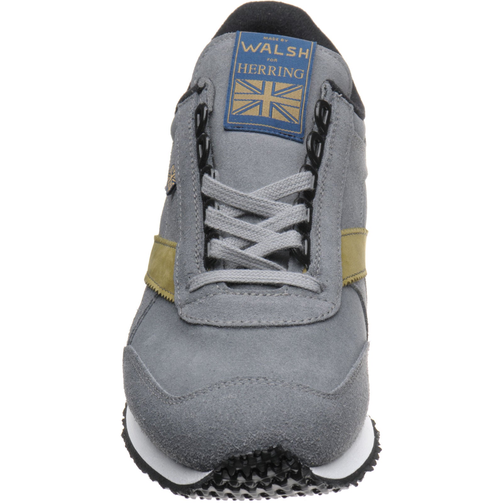 Product image for Herring Voyager Trainer mens rubber-soled trainers in dark grey suede and lime nubuck