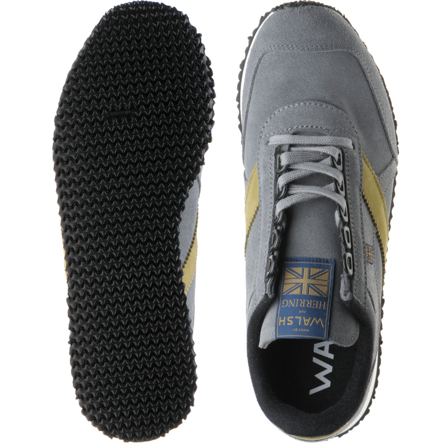 Product image for Herring Voyager Trainer mens rubber-soled trainers in dark grey suede and lime nubuck