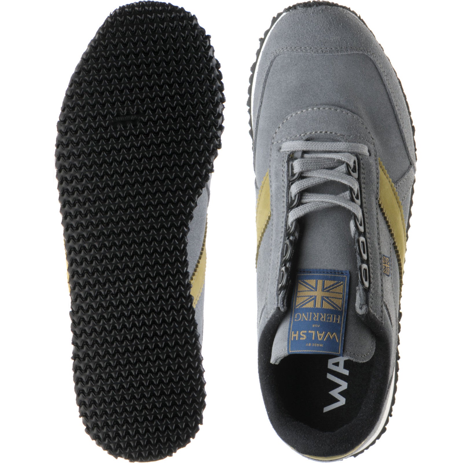 Product image for Herring Voyager Trainer mens rubber-soled trainers in dark grey suede and lime nubuck