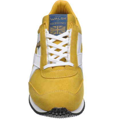 Product image for Herring Voyager Trainer mens rubber-soled trainers in mustard suede and white calf