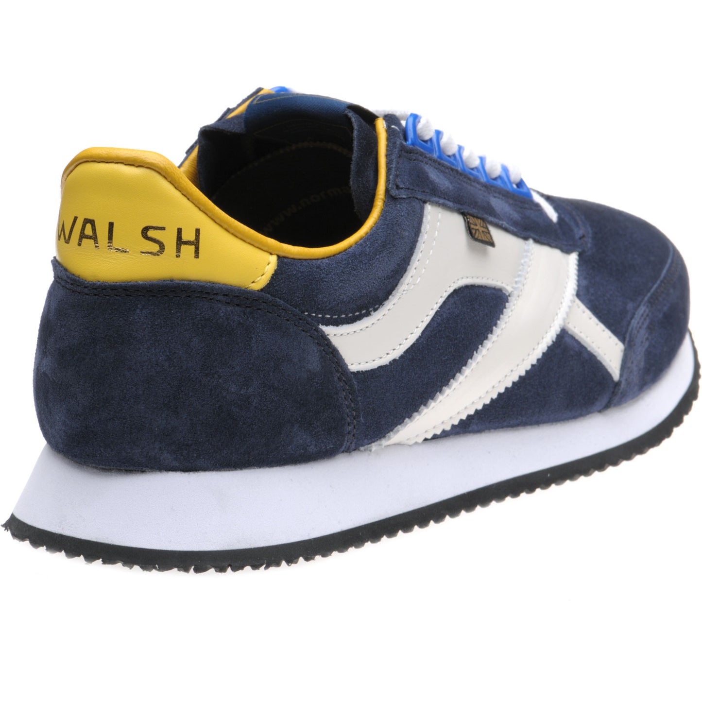 Product image for Herring Voyager Trainer mens rubber-soled trainers in navy suede and white calf