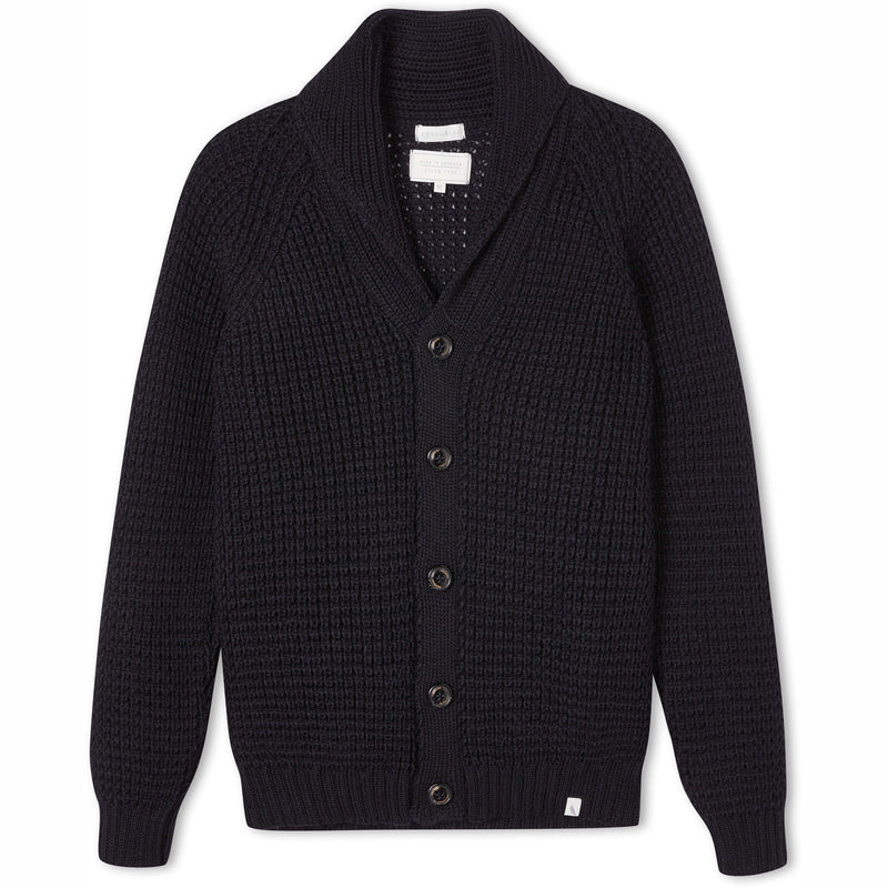 Product image for Herring Waffle Shawl Cardigan by Peregrine in navy