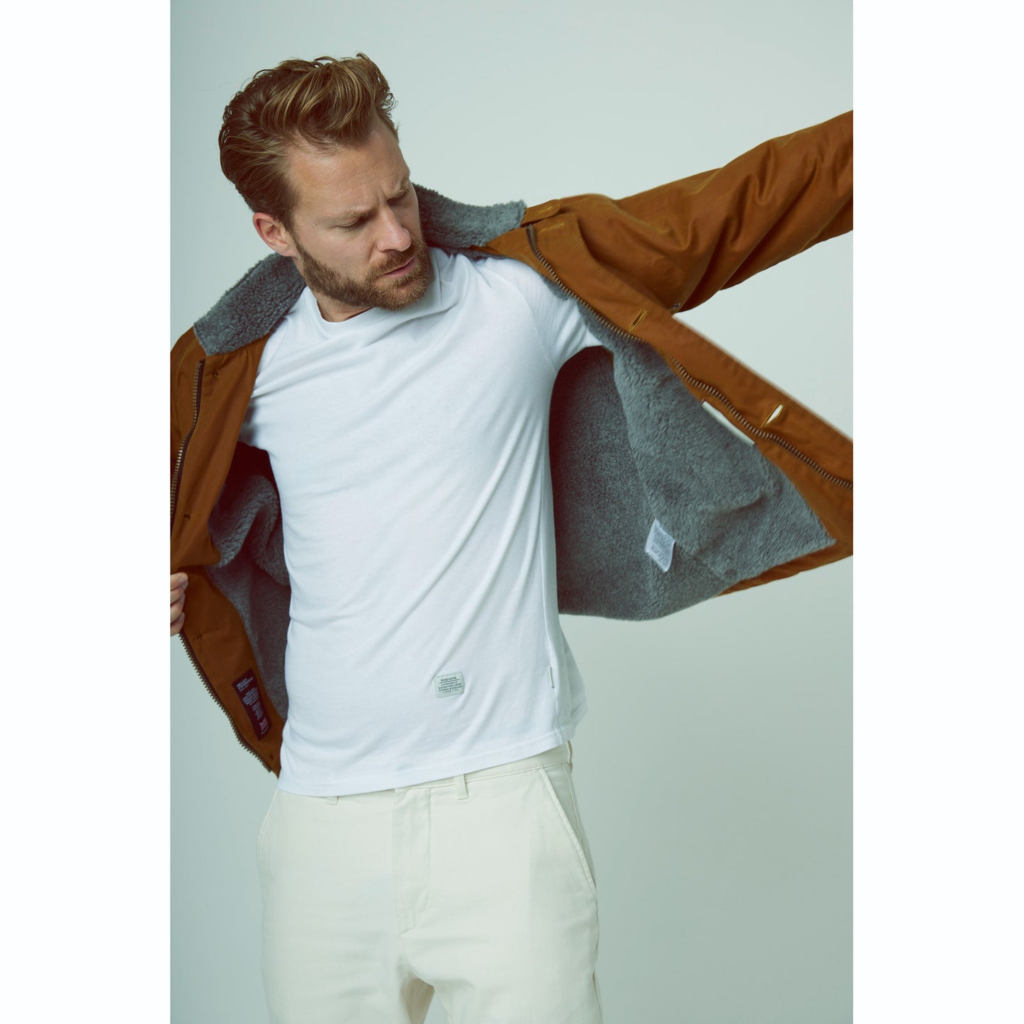 Product image for Herring Warm Lined Teddy Jacket by Peregrine in mustard