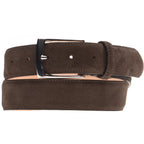 Dark Brown Suede Silver Buckle