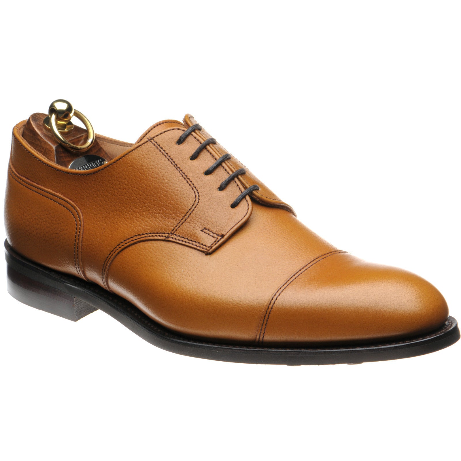 Product image for Herring Westport mens rubber-soled Derby shoes in tan grain calf