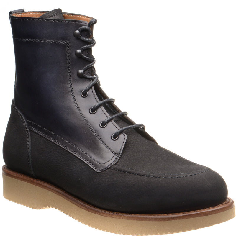 Product image for Herring Wilkins mens two-tone rubber-soled boots in black calf and nubuck