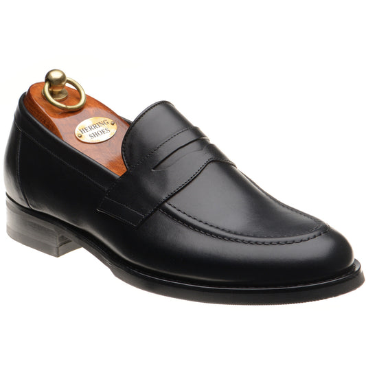 Product image for Herring William mens rubber-soled loafers in black calf
