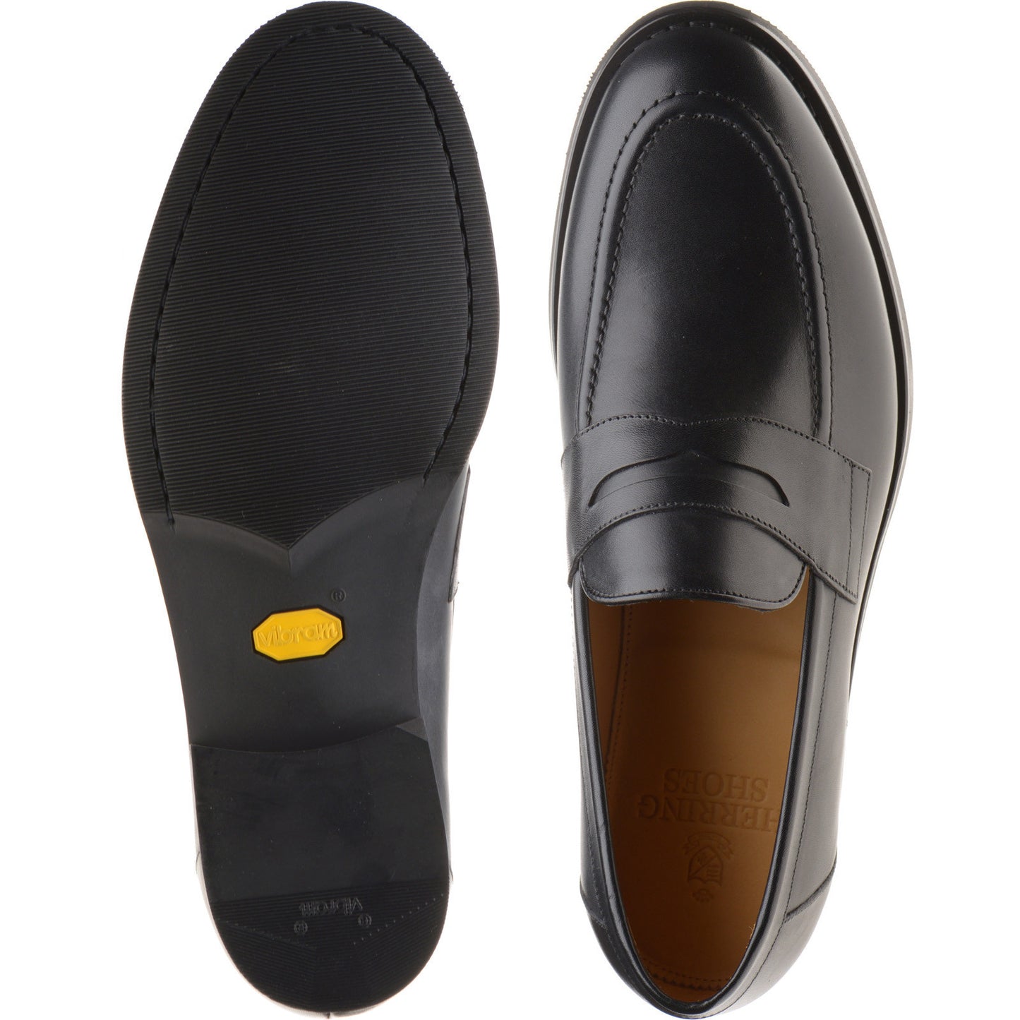 Product image for Herring William mens rubber-soled loafers in black calf