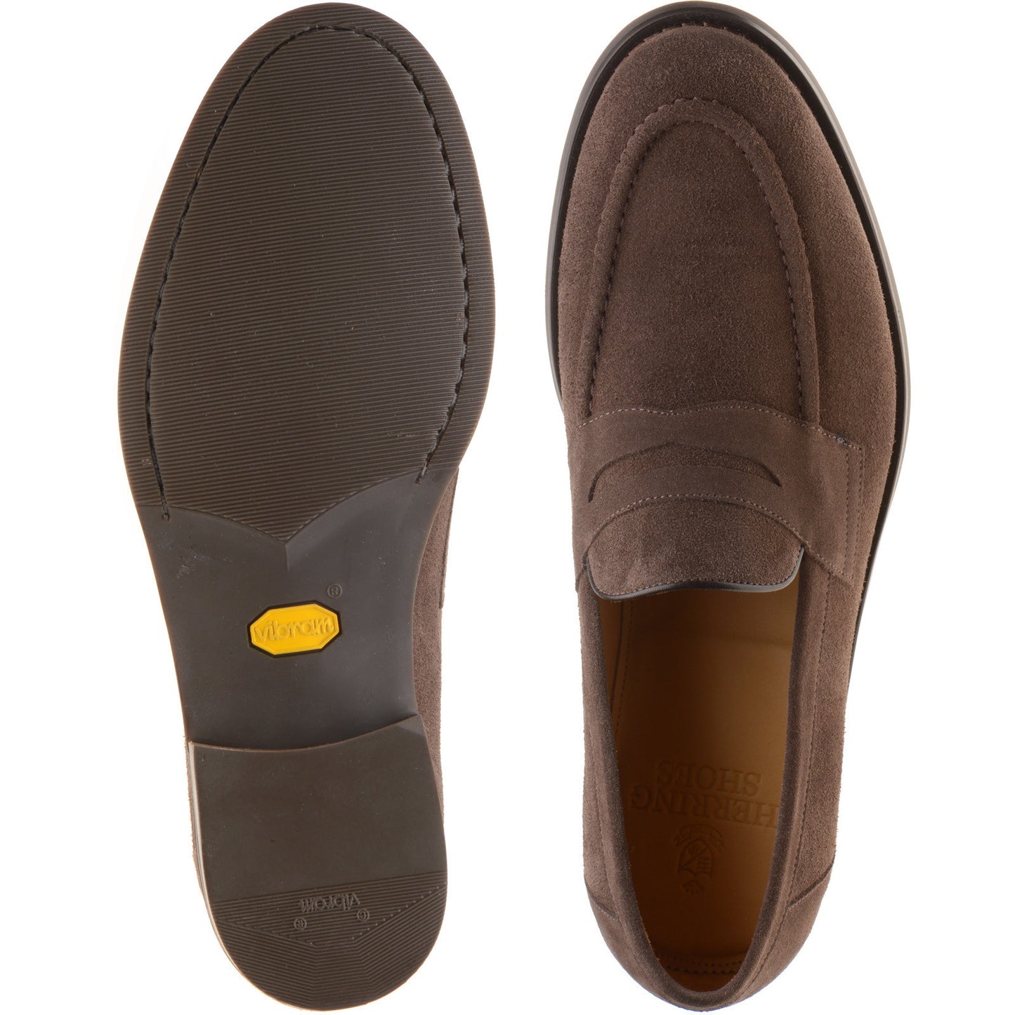 Product image for Herring William mens rubber-soled loafers in brown suede