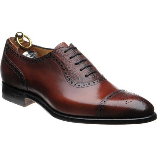 Product image for Herring Wordsworth mens semi-brogues in rosewood calf and grain (second)