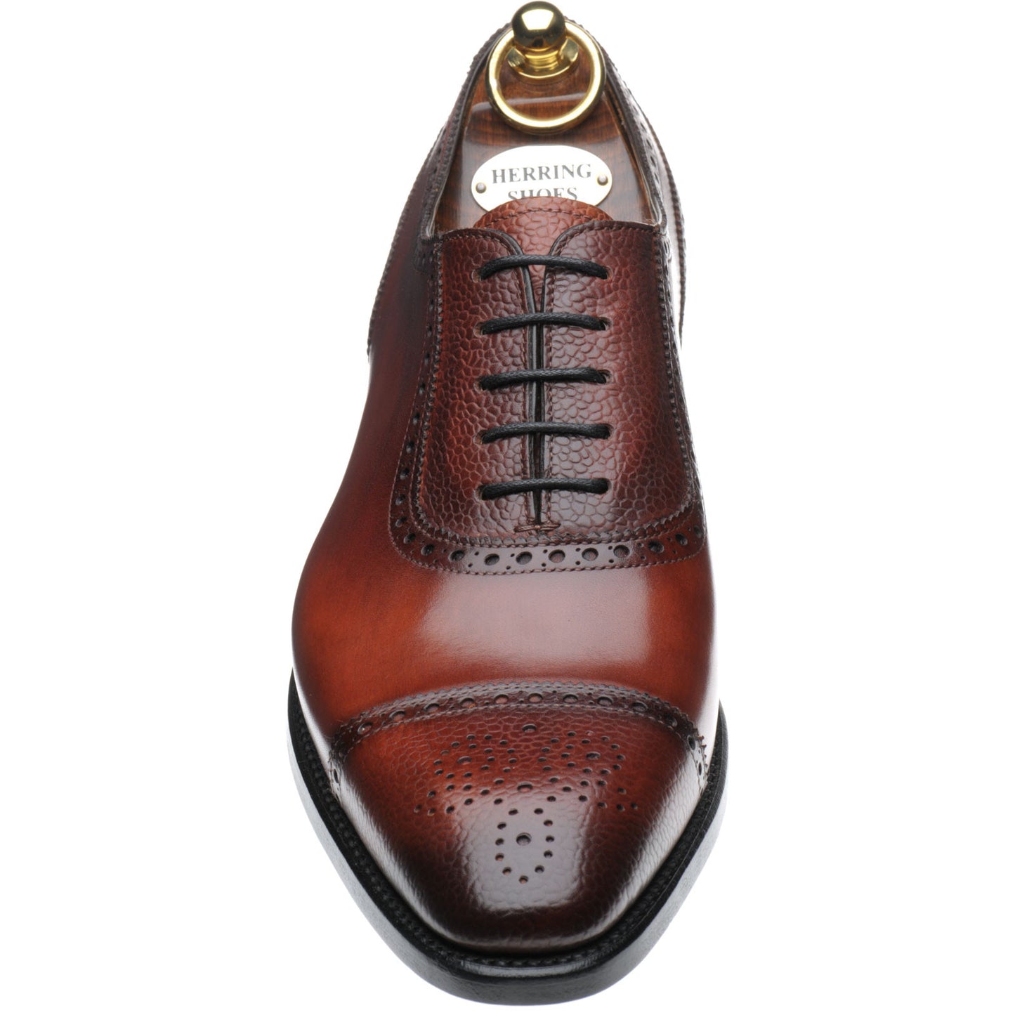 Product image for Herring Wordsworth mens semi-brogues in rosewood calf and grain (second)