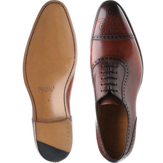 Product image for Herring Wordsworth mens semi-brogues in rosewood calf and grain (second)