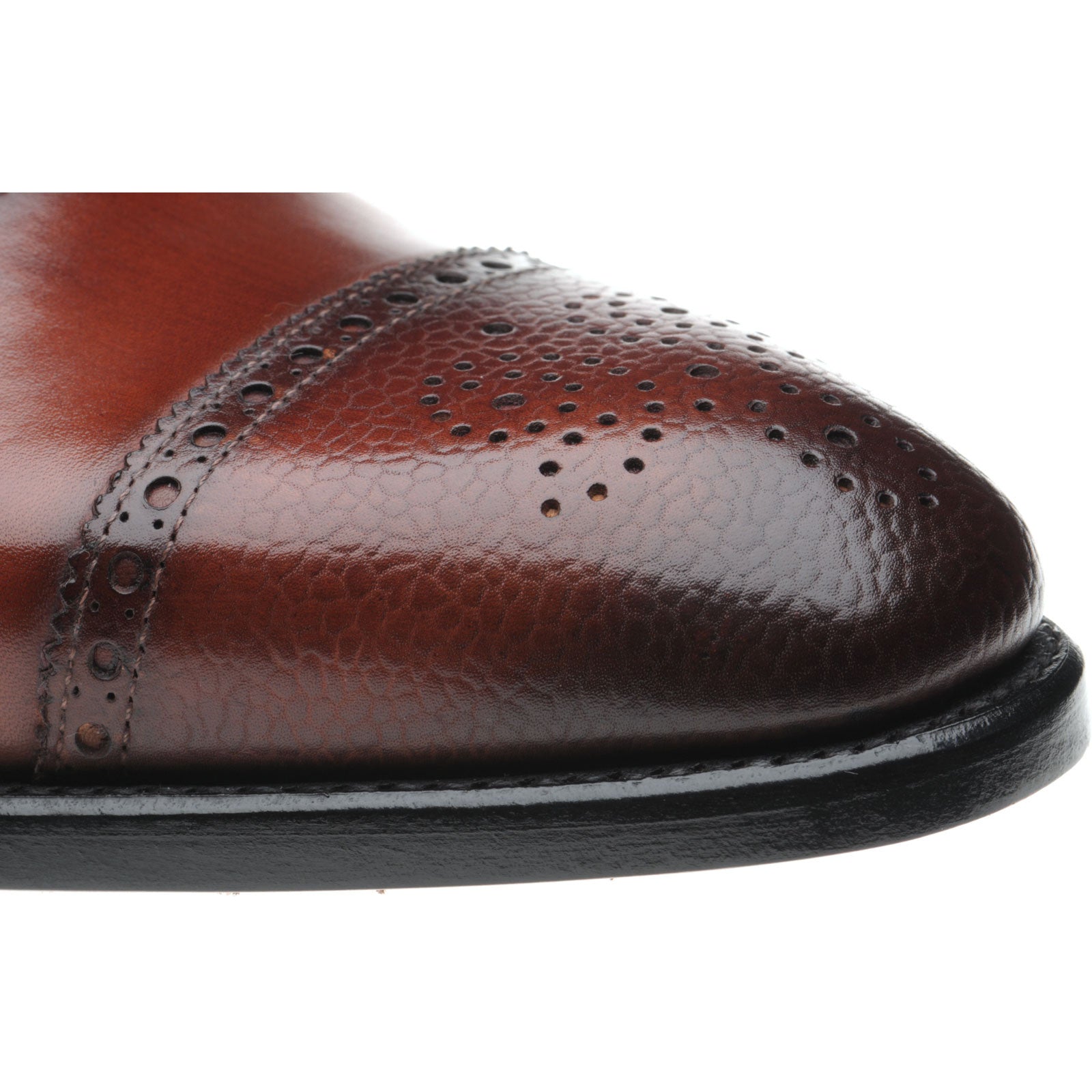 Product image for Herring Wordsworth mens semi-brogues in rosewood calf and grain (second)