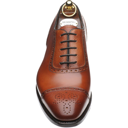 Product image for Herring Wordsworth mens semi-brogues in tan calf and grain