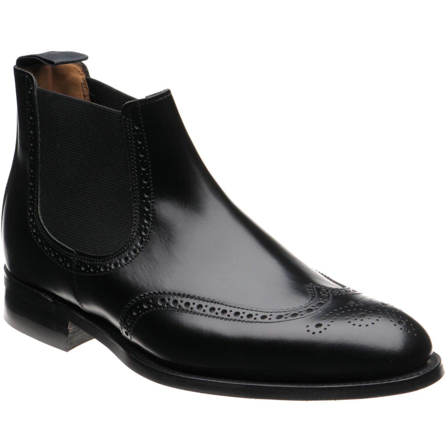 Product image for Herring Wye (Rubber) mens rubber-soled brogue Chelsea boots in black calf