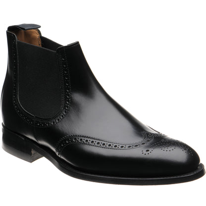 Product image for Herring Wye (Rubber) mens rubber-soled brogue Chelsea boots in black calf