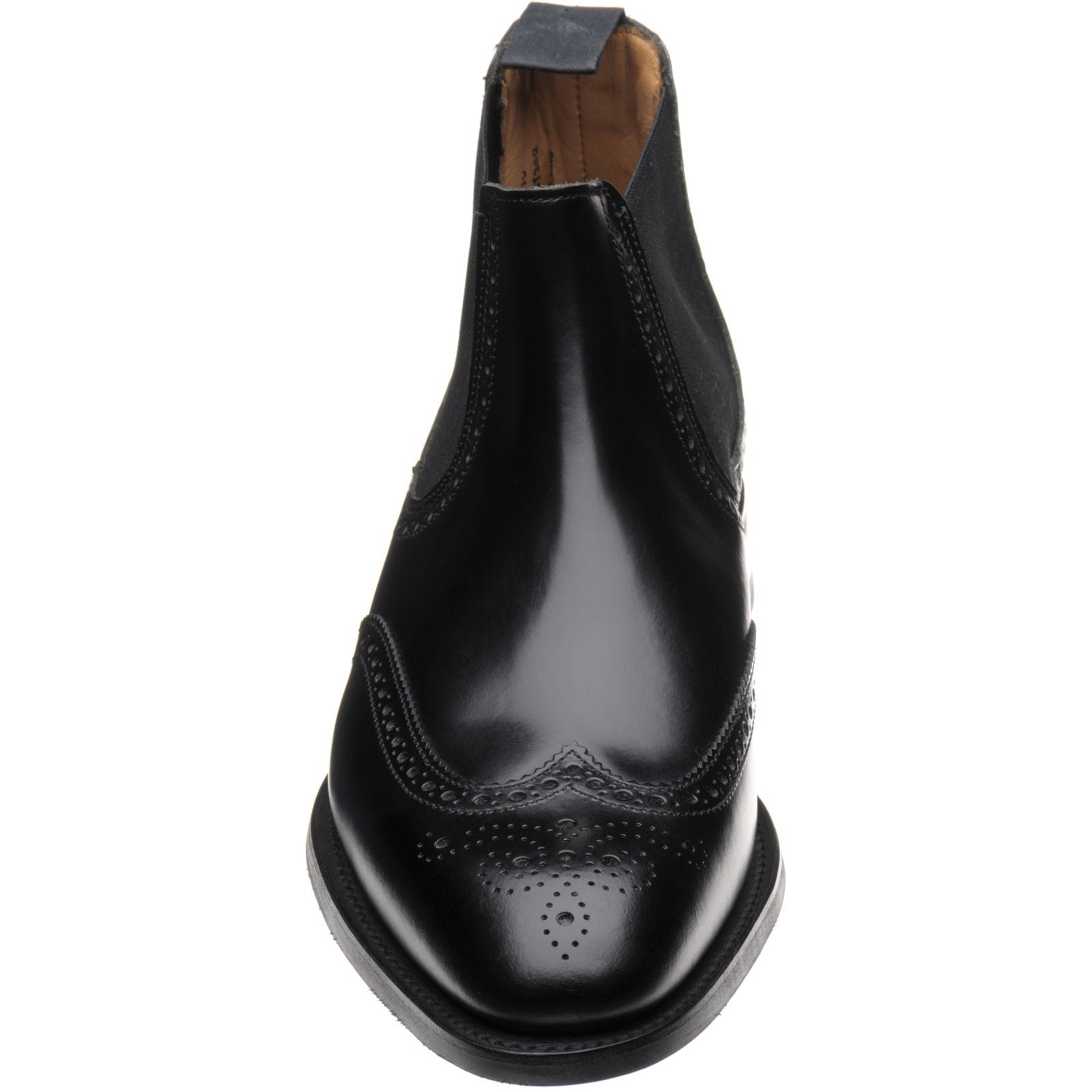 Product image for Herring Wye (Rubber) mens rubber-soled brogue Chelsea boots in black calf