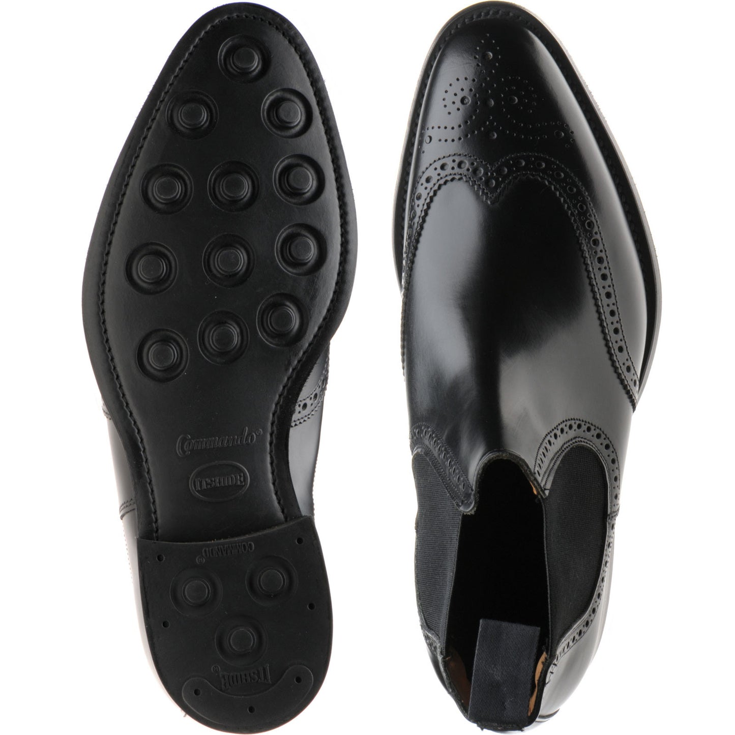 Product image for Herring Wye (Rubber) mens rubber-soled brogue Chelsea boots in black calf