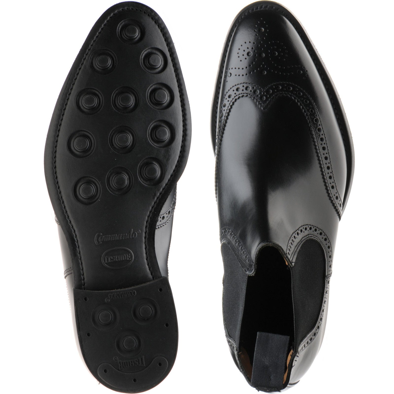 Product image for Herring Wye (Rubber) mens rubber-soled brogue Chelsea boots in black calf