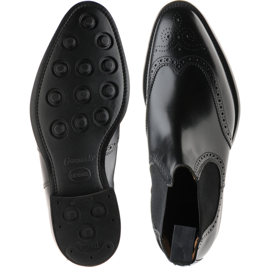 Product image for Herring Wye (Rubber) mens rubber-soled brogue Chelsea boots in black calf