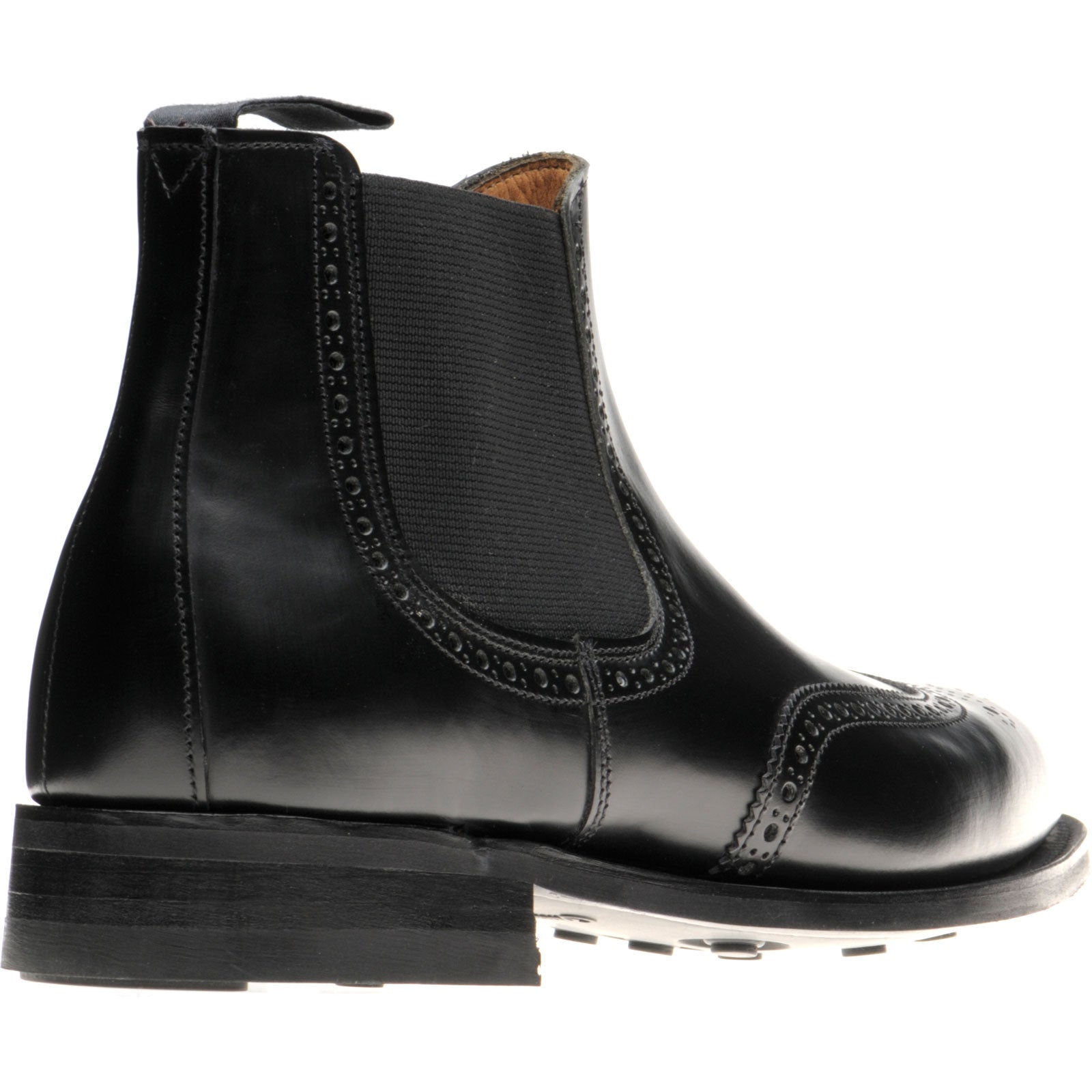 Product image for Herring Wye (Rubber) mens rubber-soled brogue Chelsea boots in black calf