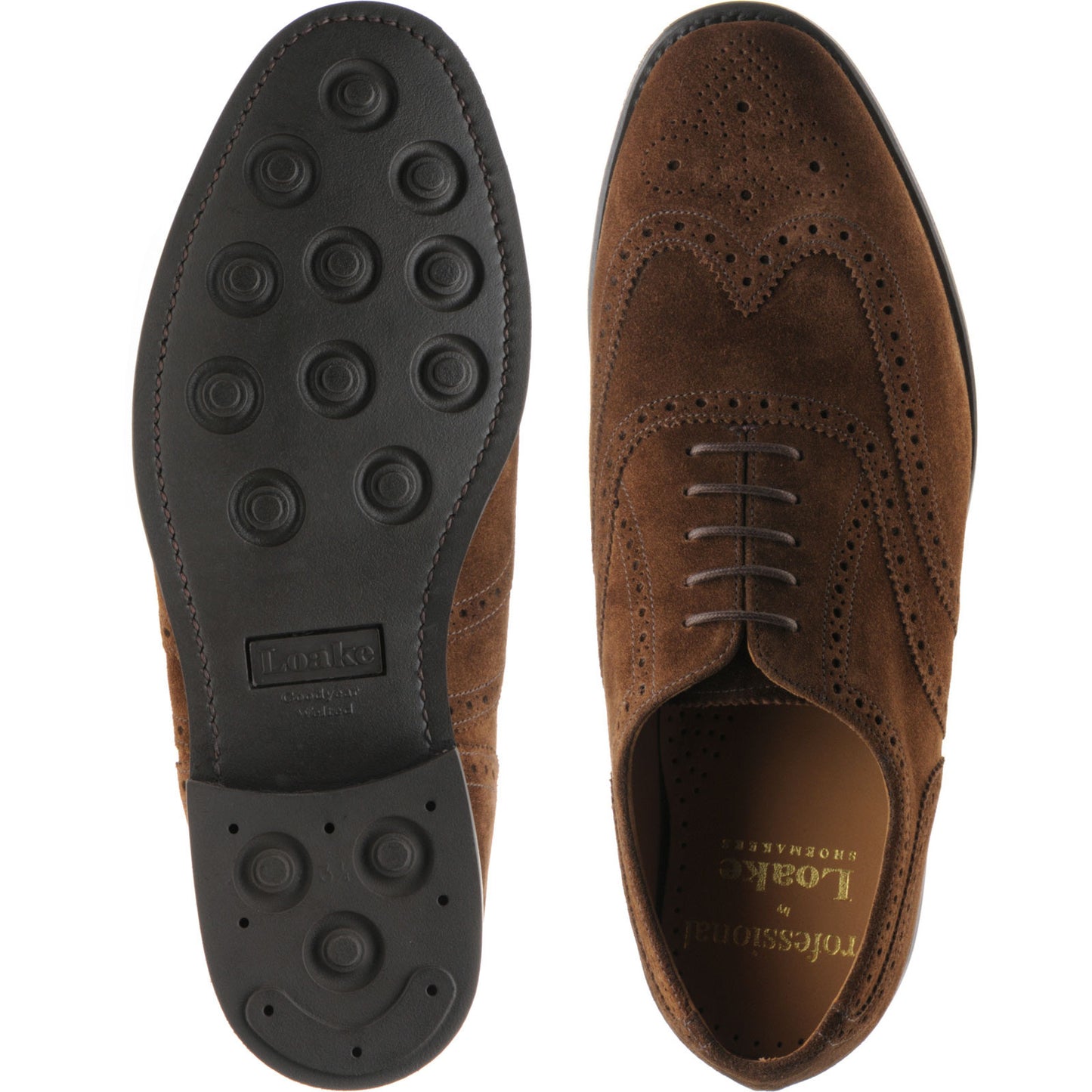 Product image for Loake 302 mens rubber-soled brogues in brown suede (second)
