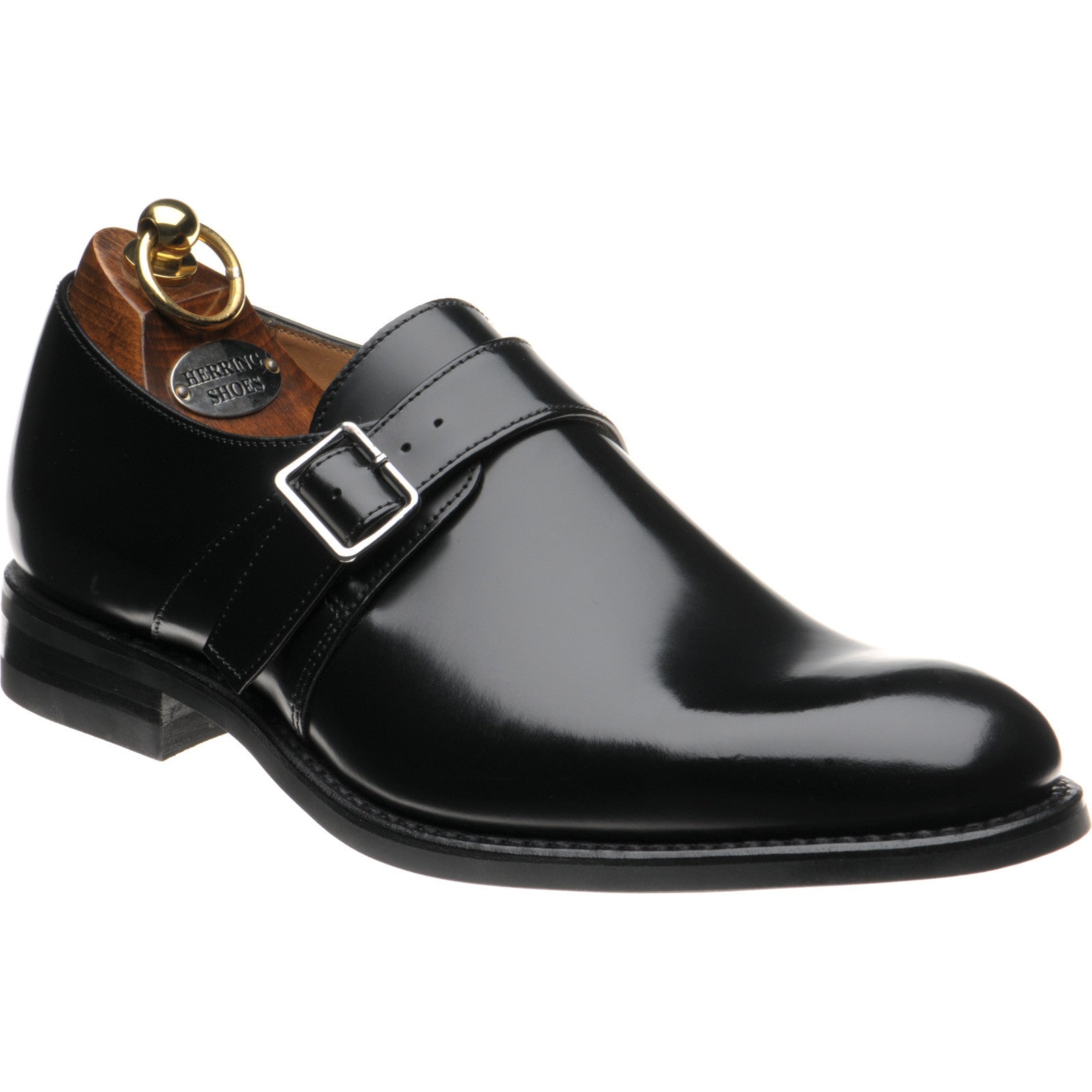 Product image for Loake 357 mens rubber-soled monk shoes in black polished (second)