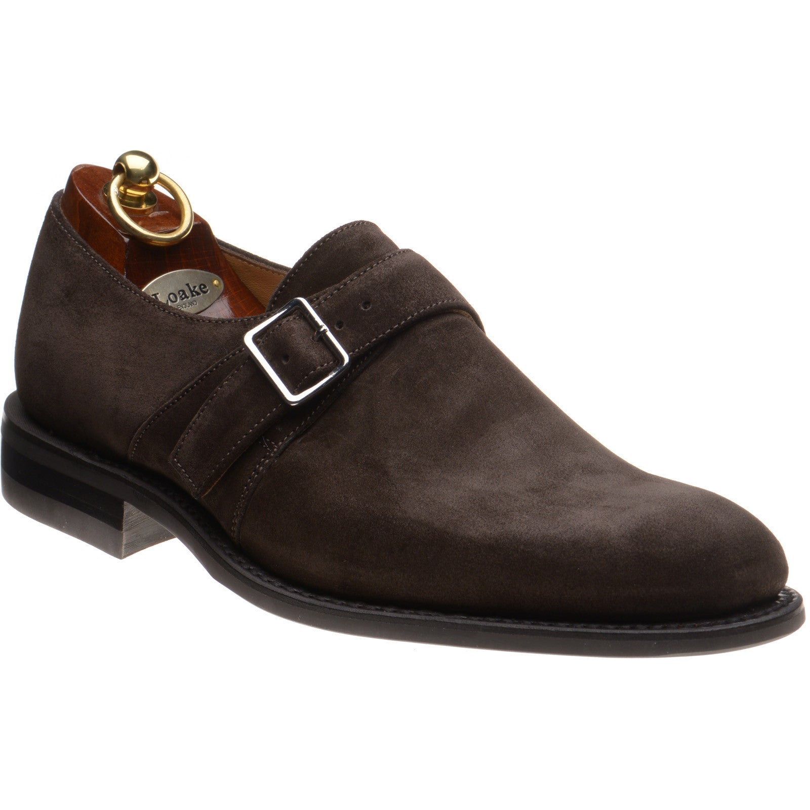 Product image for Loake 357 mens rubber-soled monk shoes in brown suede