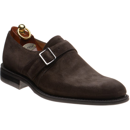 Product image for Loake 357 mens rubber-soled monk shoes in brown suede