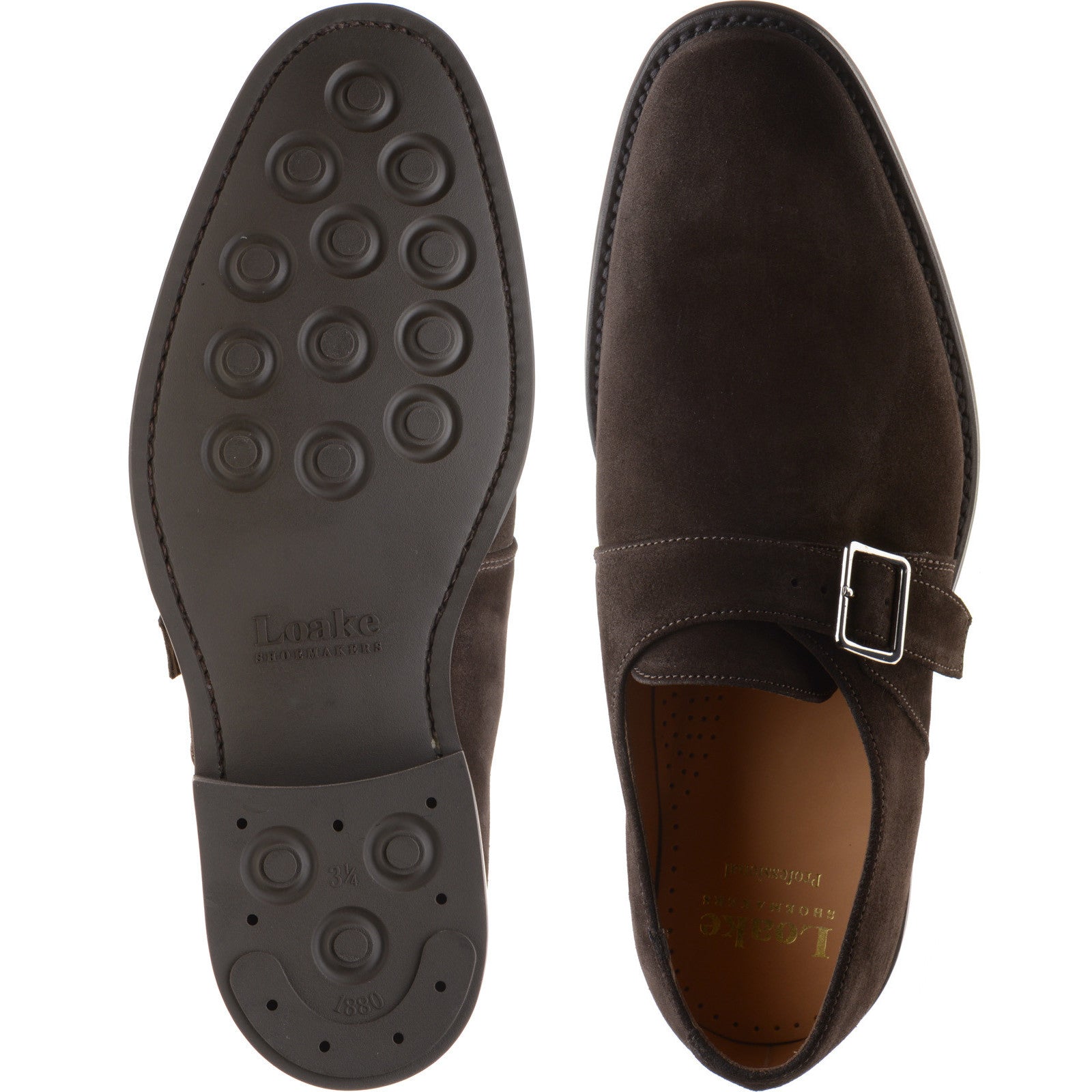 Product image for Loake 357 mens rubber-soled monk shoes in brown suede