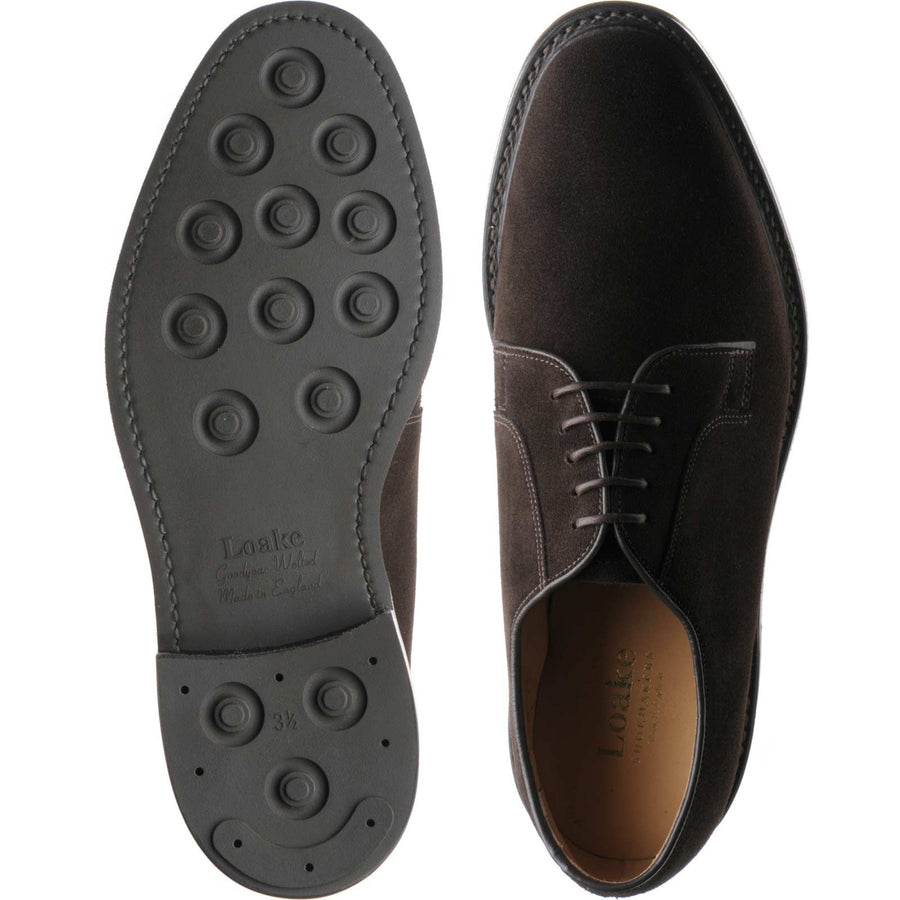 Product image for Loake 771 mens Derby shoes in dark brown suede