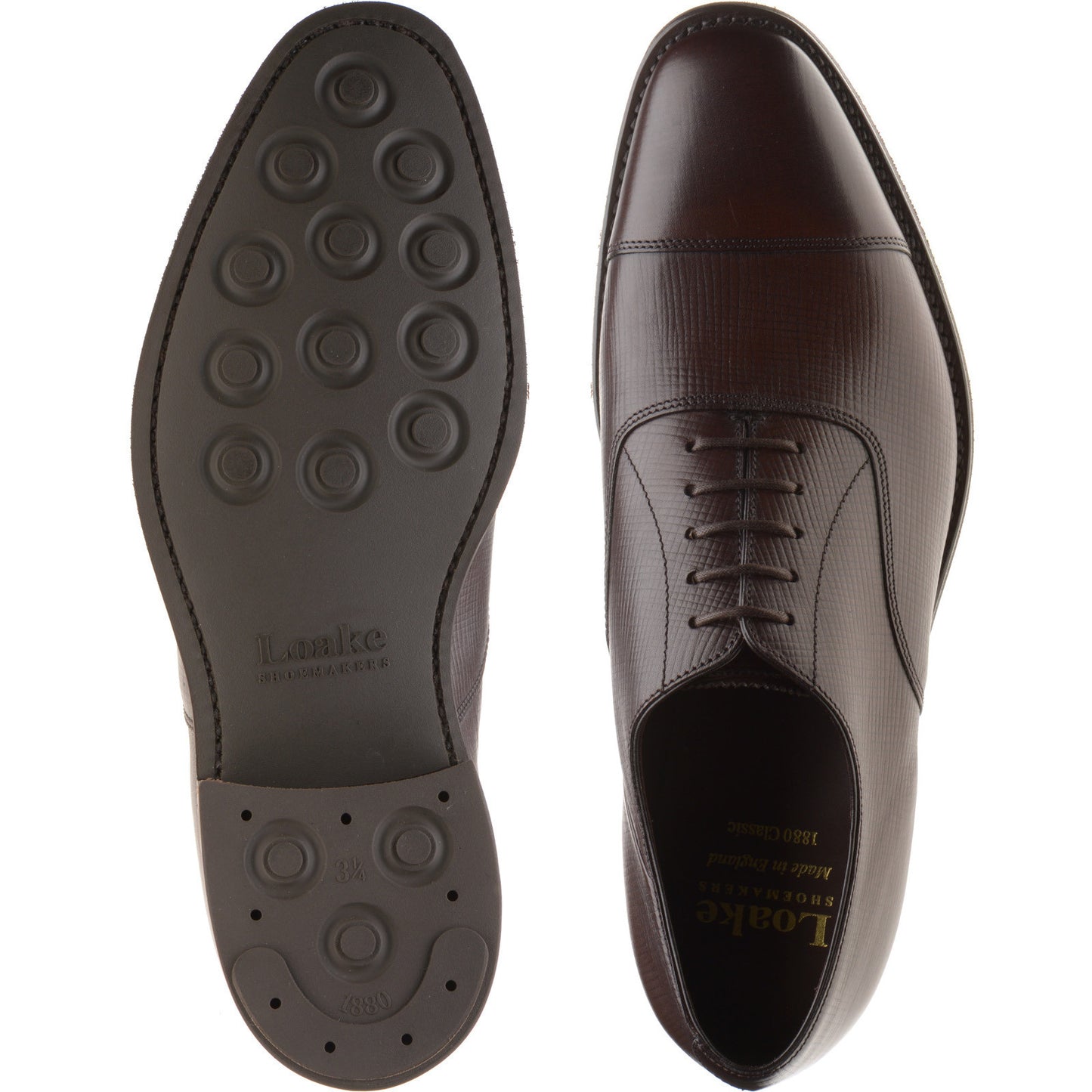 Product image for Loake Aldwych R mens rubber-soled Oxfords in dark brown hacth grain (second)