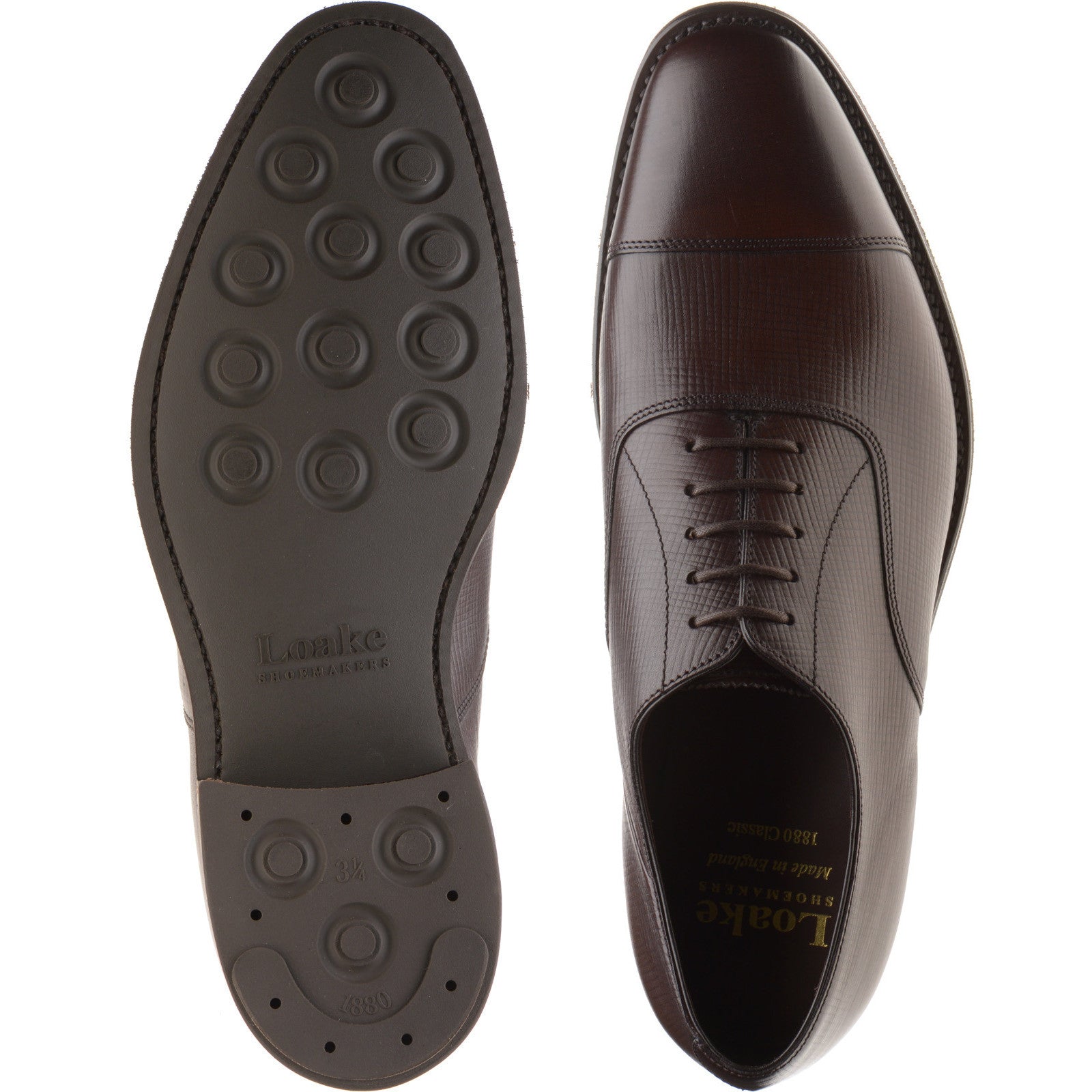 Product image for Loake Aldwych R mens rubber-soled Oxfords in dark brown hacth grain (second)