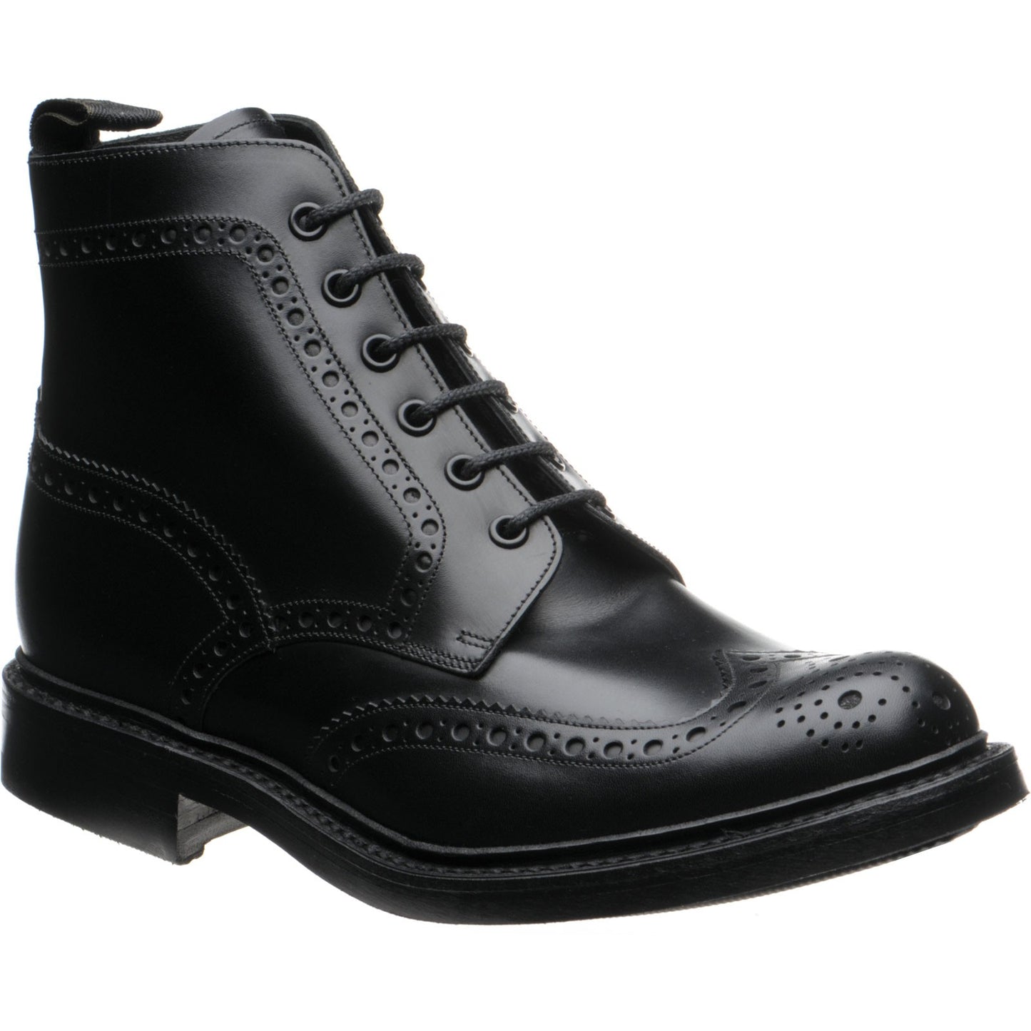 Product image for Loake Bedale mens rubber-soled brogue boots in black calf (second)