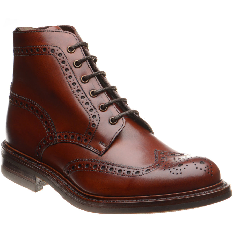 Product image for Loake Bedale mens rubber-soled brogue boots in seared mahogany calf