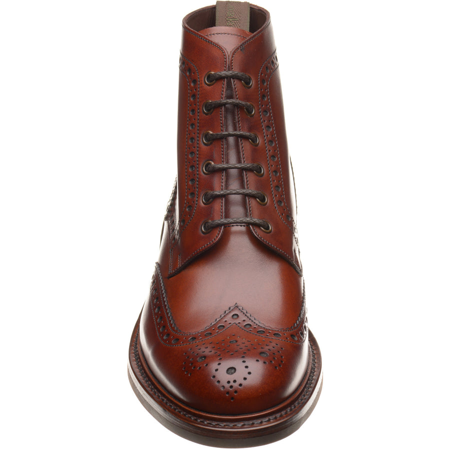 Product image for Loake Bedale mens rubber-soled brogue boots in seared mahogany calf