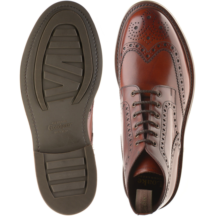 Product image for Loake Bedale mens rubber-soled brogue boots in seared mahogany calf
