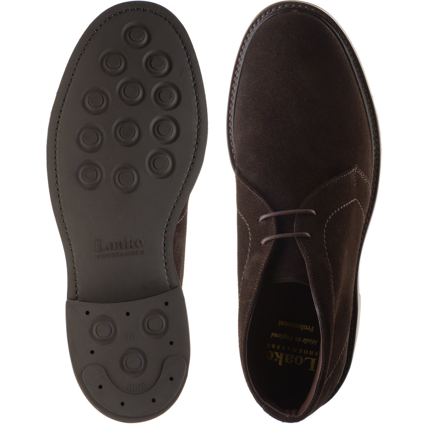 Product image for Loake Berkeley mens rubber-soled Chukka boots in dark brown suede (second)