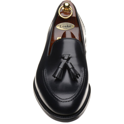 Product image for Loake Brunel mens rubber-soled loafers in black polished