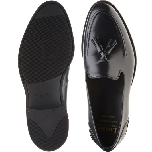 Product image for Loake Brunel mens rubber-soled loafers in black polished