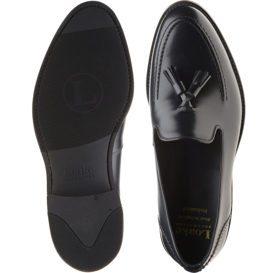 Product image for Loake Brunel mens rubber-soled loafers in black polished