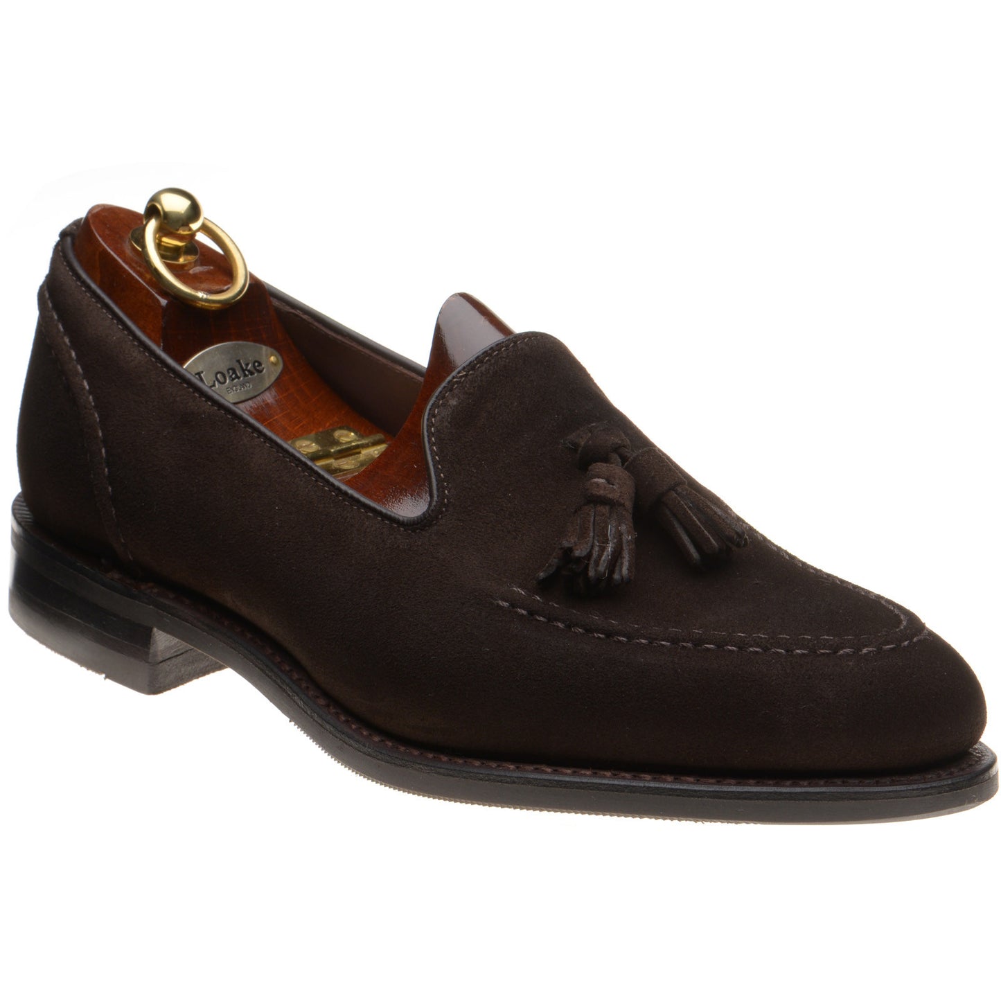 Product image for Loake Brunel mens rubber-soled loafers in dark brown suede
