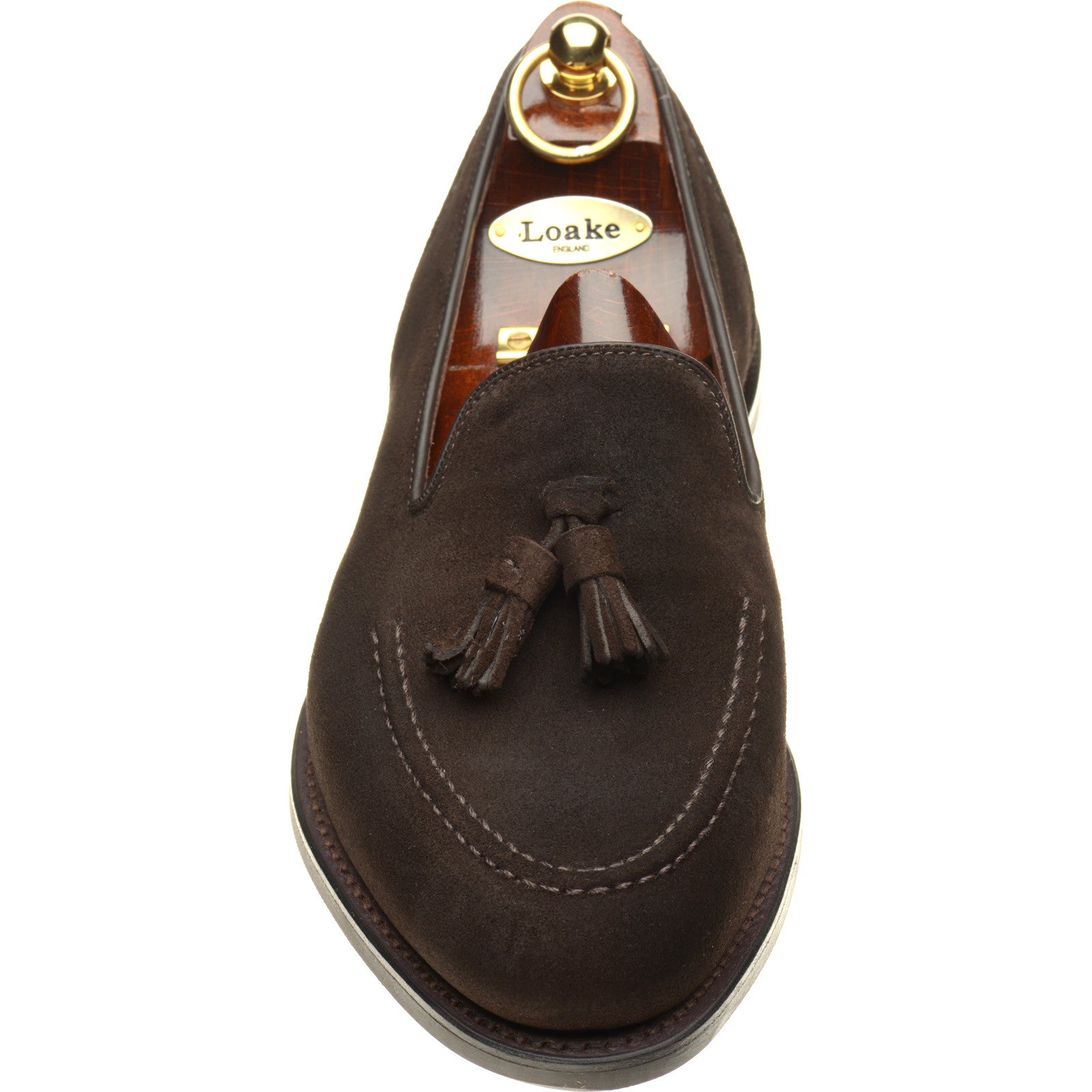 Product image for Loake Brunel mens rubber-soled loafers in dark brown suede