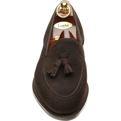 Product image for Loake Brunel mens rubber-soled loafers in dark brown suede