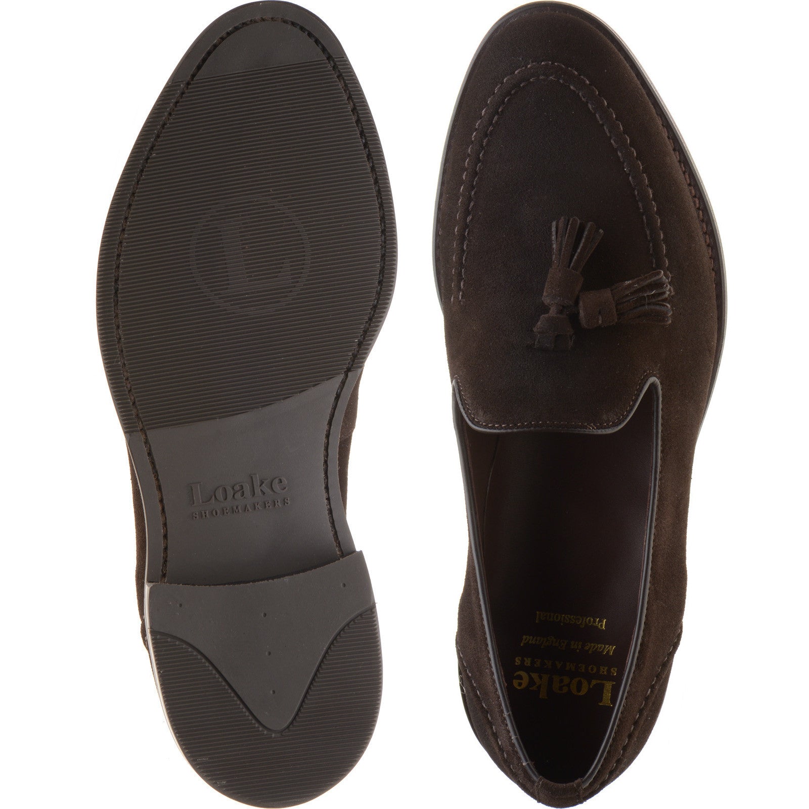 Product image for Loake Brunel mens rubber-soled loafers in dark brown suede