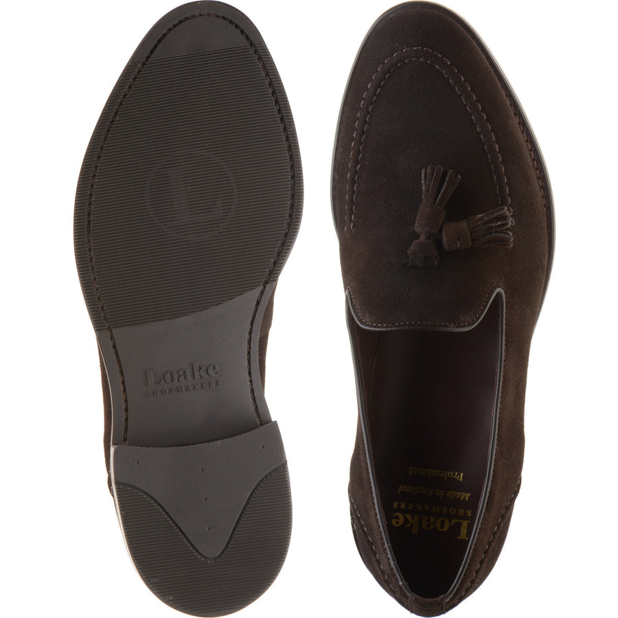 Product image for Loake Brunel mens rubber-soled loafers in dark brown suede