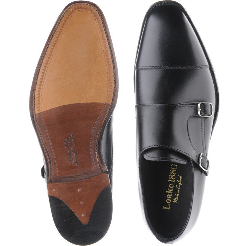 Product image for Loake Cannon mens double monk shoes in black calf (second)